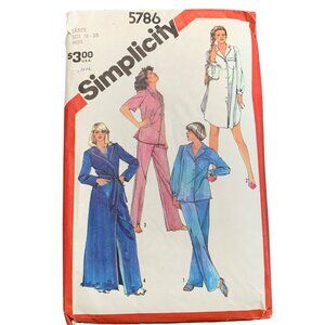 Simplicity 5786 Vintage Sewing Pattern Misses Pajamas & Nightgown Size L